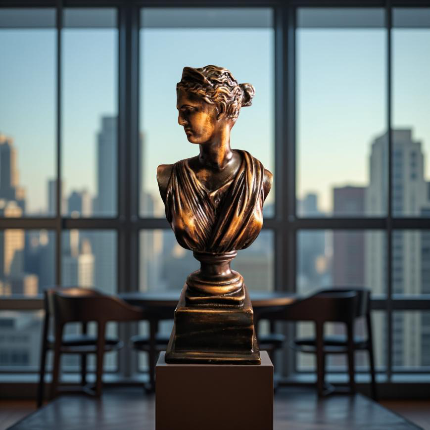 Diana of the Skyline Marble Goddess Bust – Neoclassical Sculpture (1.2 Ft)