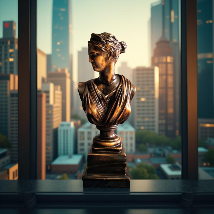 Diana of the Skyline Marble Goddess Bust – Neoclassical Sculpture (1.2 Ft)