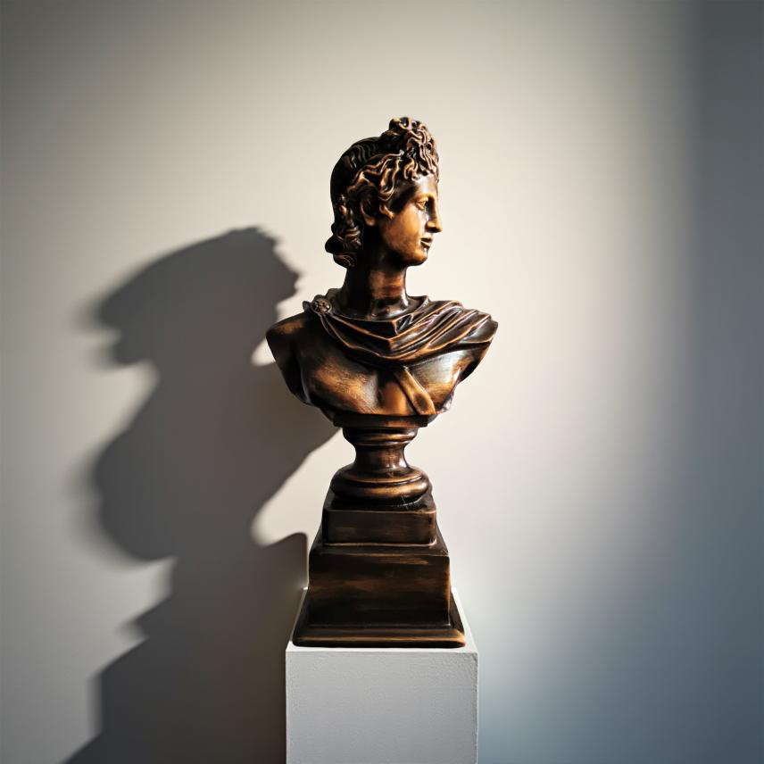 Apollo of the Atrium Bust – Antique Bronze Greco-Roman Sculpture (1.2 Ft)