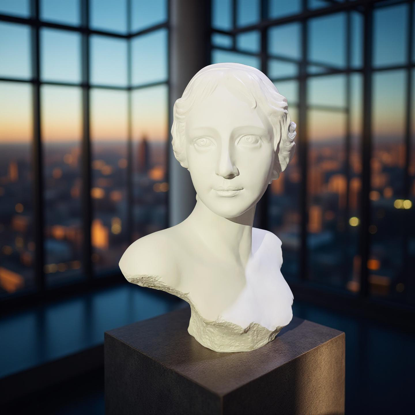 Classical Lady Bust Sculpture – Greco-Roman Style Marble-Look Statue for Home Décor (1.8 Ft)
